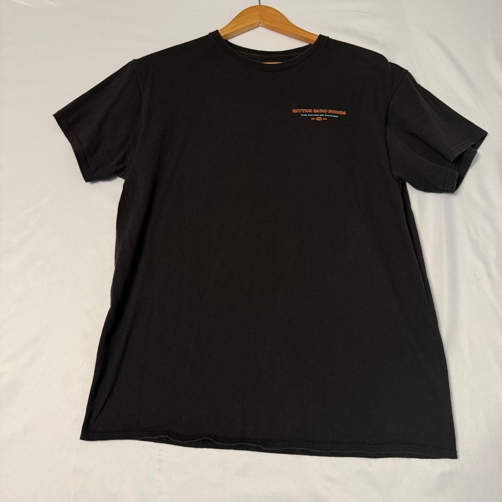 Rhythm Men's Large Black Graphic T Shirt Retro Surf Skate Streetwear Tee
